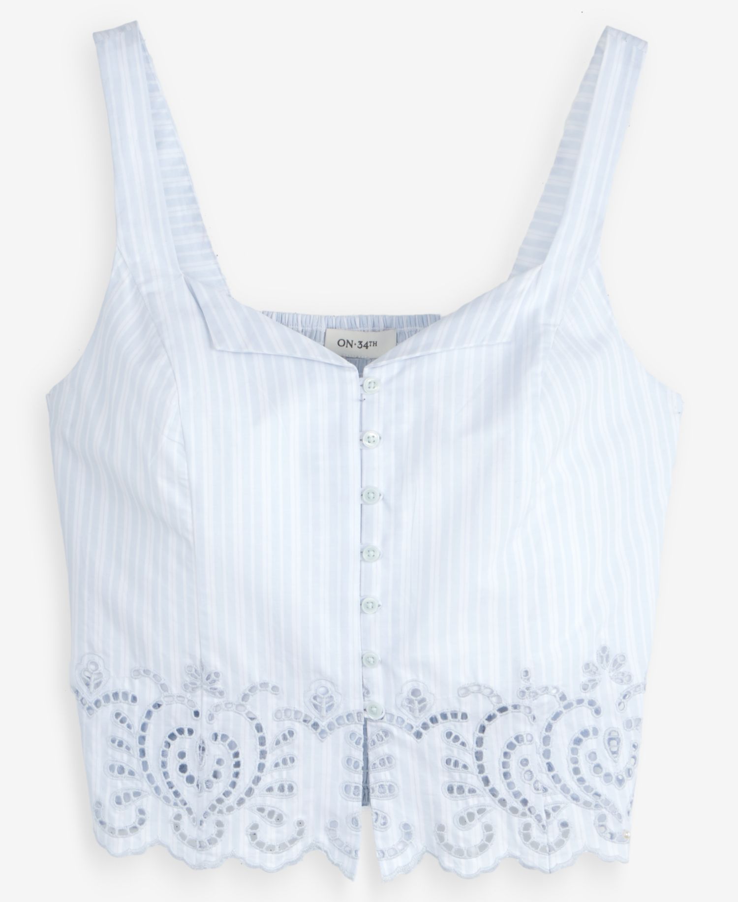 Women's Cotton Button-Front Cutwork Tank Top