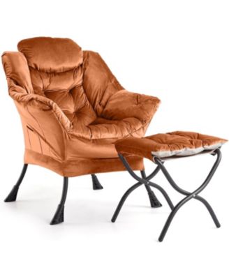 Lazy Chair with Ottoman, Modern Lounge Leisure Sofa Armchair with Footrest,Reading Armchair with Side Pocket for Living Room, Bedroom