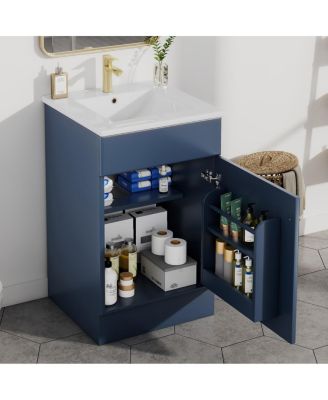 20'' Bathroom Vanity with Sink, Painted MDF Cabinet, Soft Close Door, Adjustable Shelf & Organizer for Small Spaces