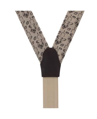 Men's Field Goal Football Themed Novelty Silk Button End Suspenders
