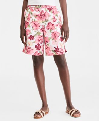 Women's 100% Linen Printed Bermuda Shorts, Macy's  Exclusive