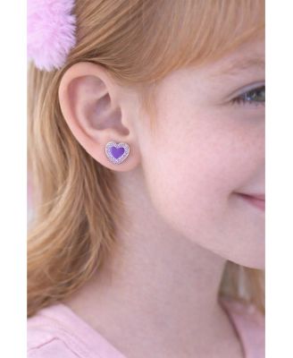 Girls Heart Hypoallergenic Earrings with Surgical Titanium Screwbacks