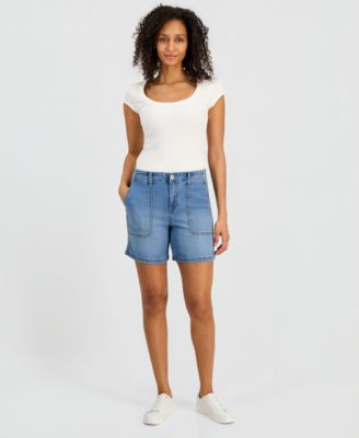 Women's High-Rise Utility Pocket Denim Shorts