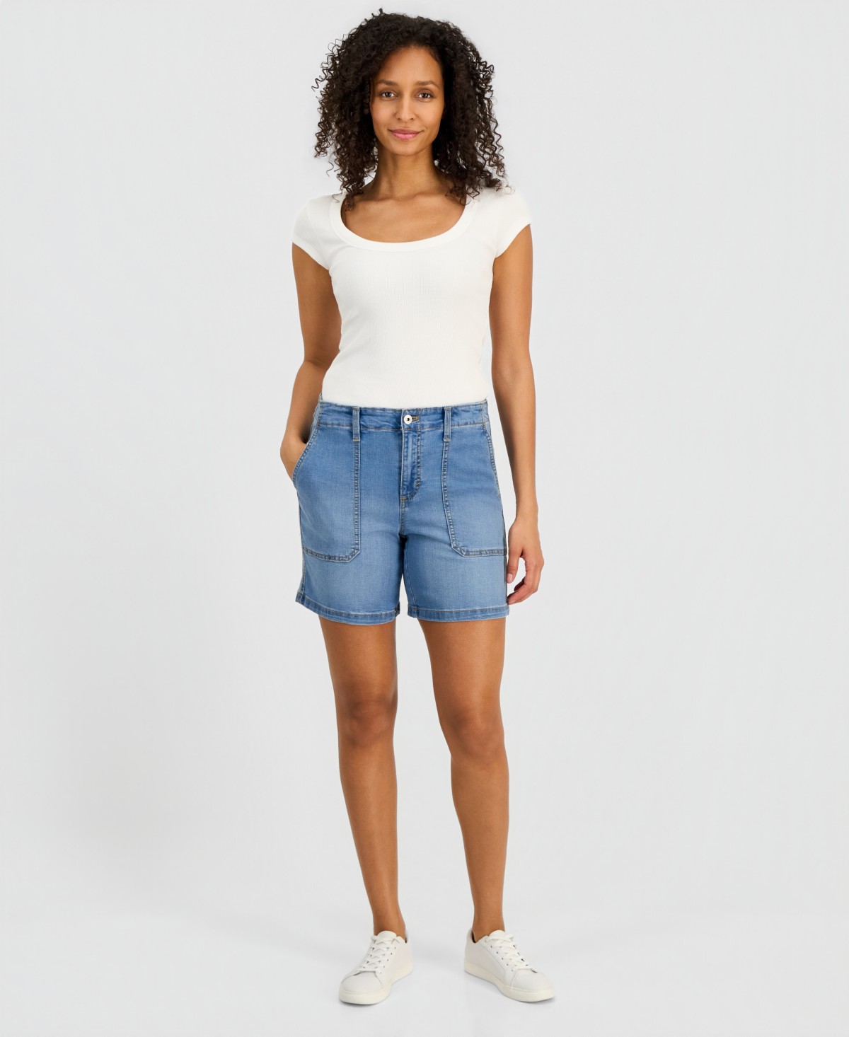 Женские Style & Co Women's High-Rise Utility Pocket Denim Shorts — фото 1