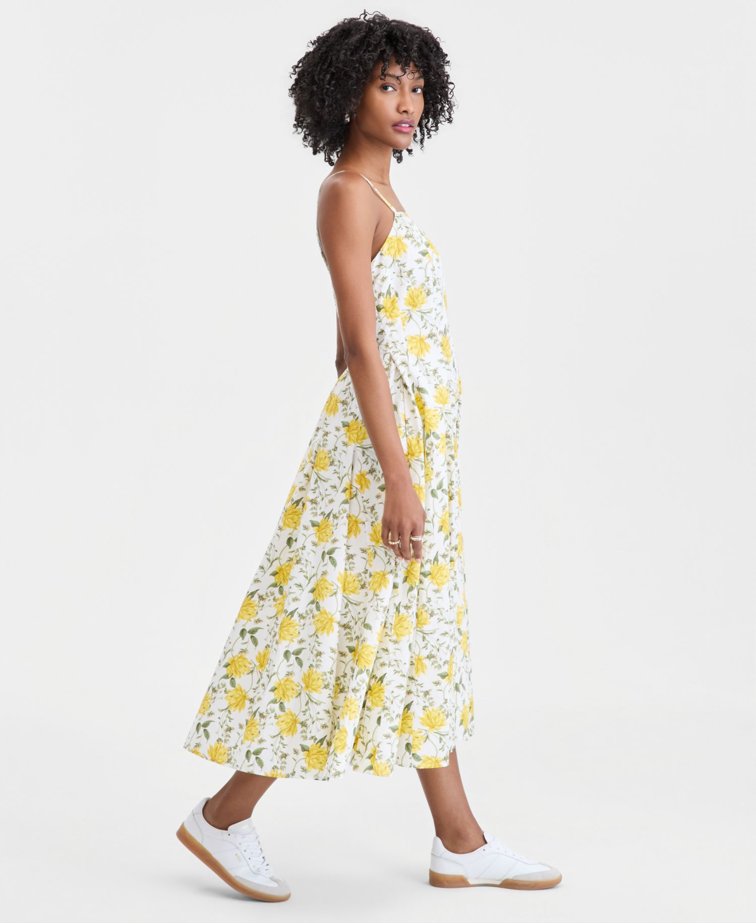 Women's Square-Neck Seamed Fit & Flare Midi Dress