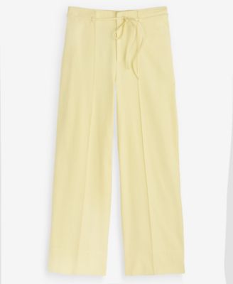 Women's High-Rise Cropped Linen-Blend Wide-Leg Pants