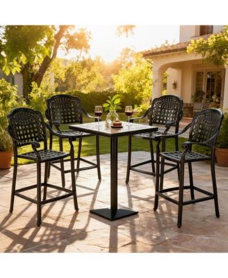 Cast Aluminum Outdoor Bar Chairs Set of 2 Counter Height