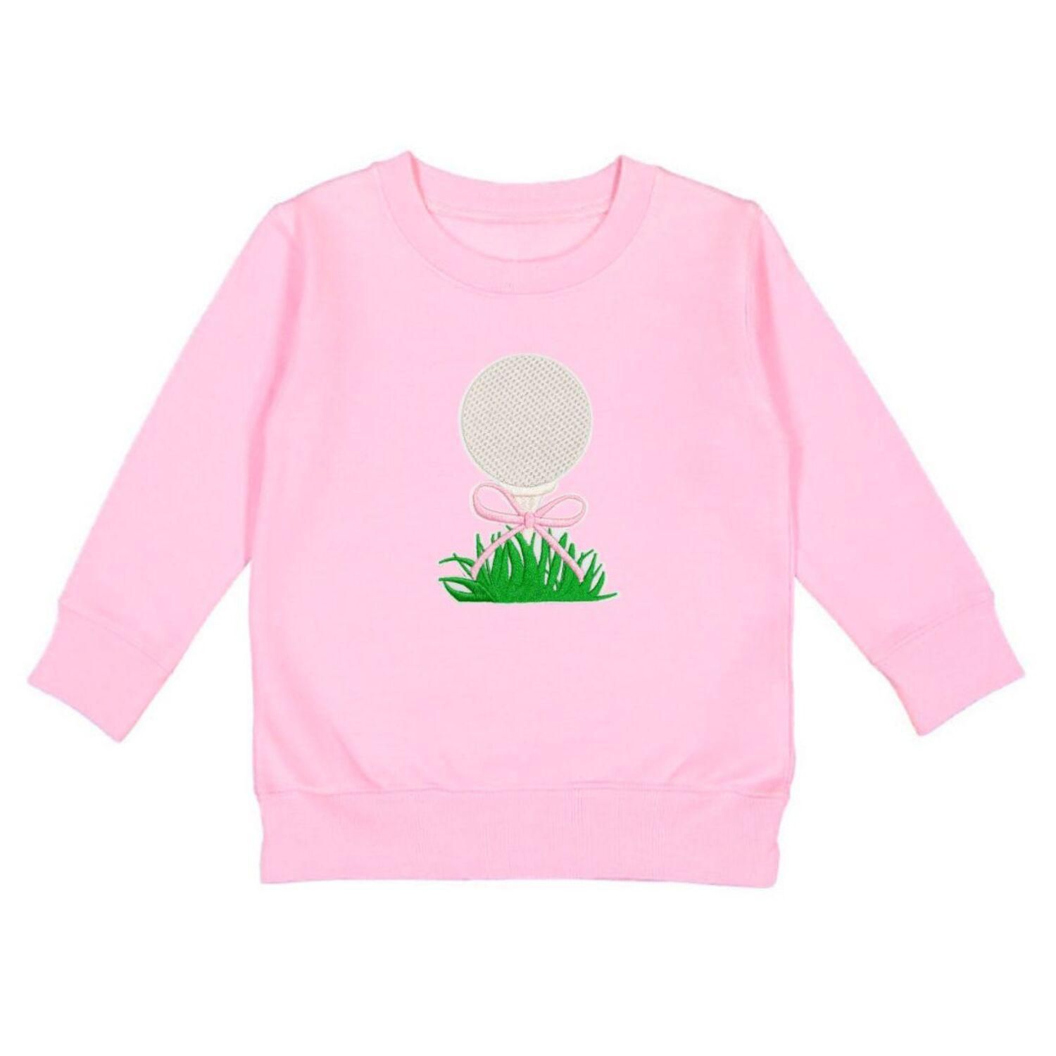 Little Girls Golf Tee Bow Patch Sweatshirt