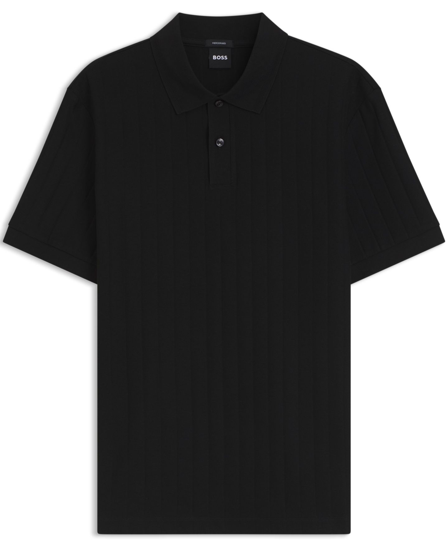 Мужское поло Hugo Boss Mercerized-Cotton Vertical Stripes Polo Shirt, цвет: Чёрный — фото 4