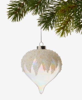 Iced Delight Glass Ball Ornament with  Beaded Dripping