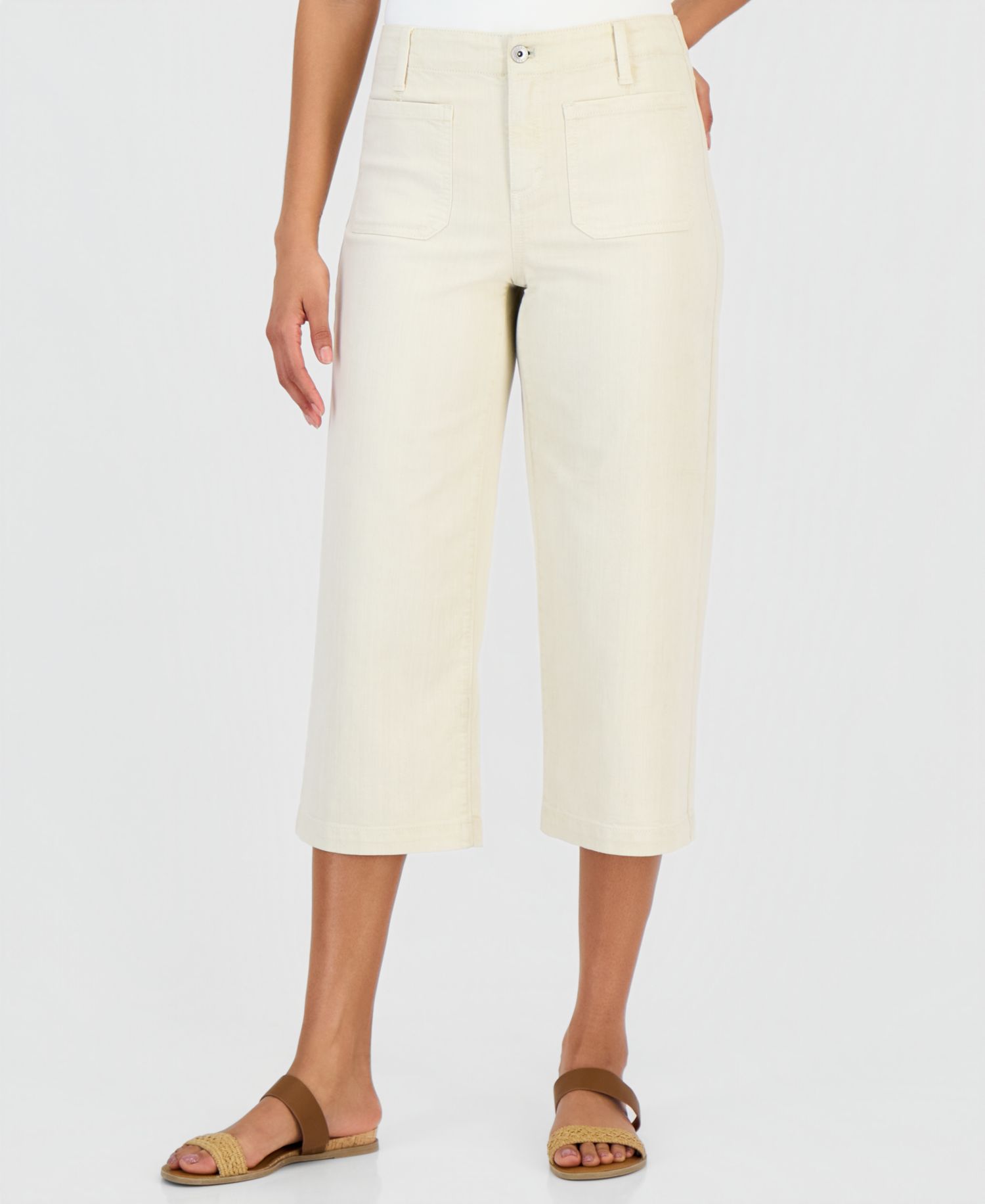 Petite Cropped High-Rise Wide-Leg Jeans