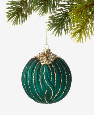 Holiday Toile Embellished Ball Ornament