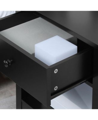 Nightsd Bedside Table End Table Organizer W/ Drawer Shelf