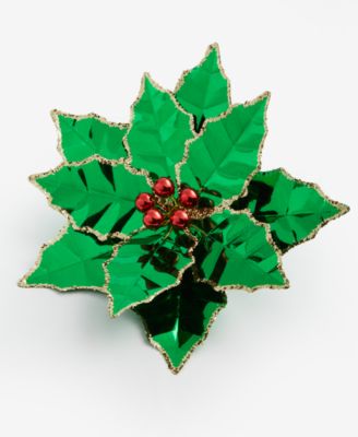 Merry Magic Foil Poinsettia with Clip Ornament