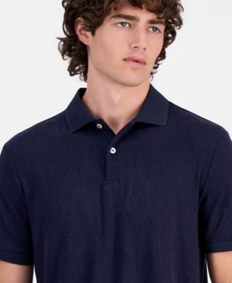 Men's Jacquard Flower Polo Button-Up Shirt