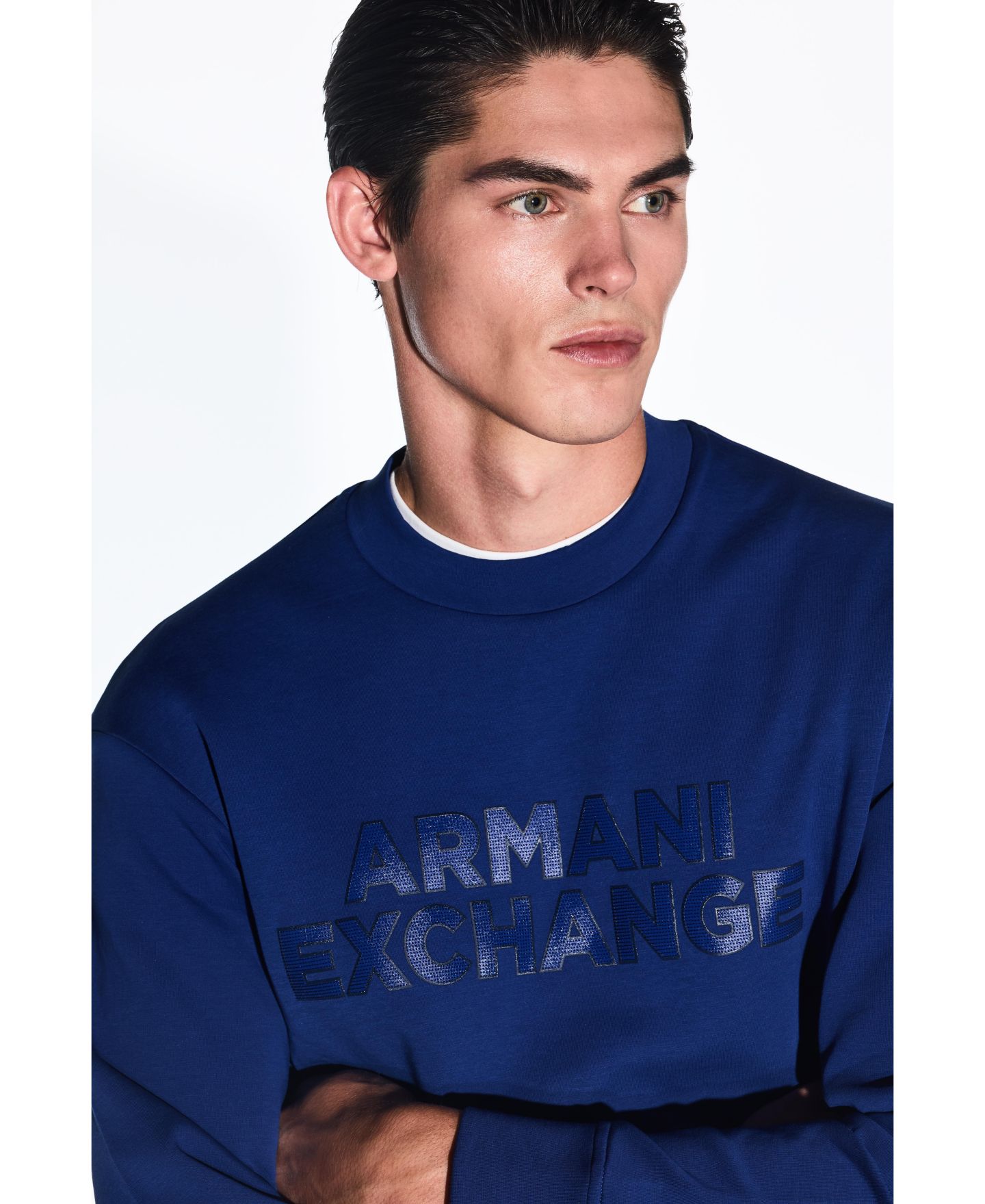 Мужской свитшот A|X Armani Exchange Elevated Logo Crewneck, цвет: Синий — фото 3