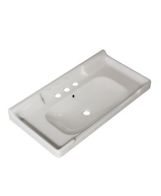 36" Bathroom Ceramic Sink Basin with 3 Faucet Holes, Rectangular Countertop Vanity with Overflow for Modern Bathroom