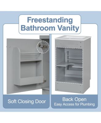  Bathroom Vanity with Sink, Painted MDF Cabinet, Soft Close Door, Adjustable Shelf & Organizer for Small Spaces