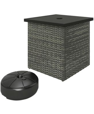 Wicker Side Table, Square PE Rat Outdoor End Table