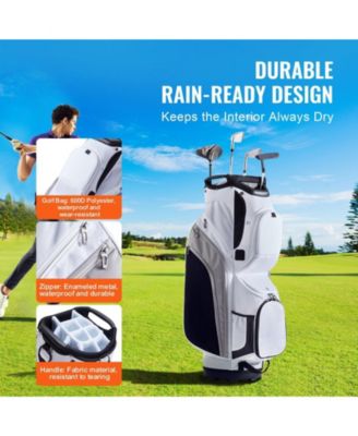 Golf Cart Bag, 14-Way Divider Top, 36", 13 Pockets, Premium Nylon, Handles, Dust Cover & Detachable Straps.