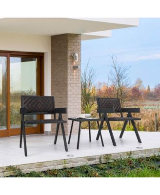 3 PCS Patio Wicker Chair Set, Rattan Furniture Set with Quick Dry Foam Padding