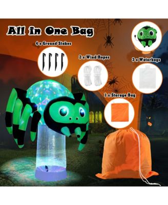 6 ft Halloween Inflatable Spider Pre-Lit Floating Spider Decoration w/ 3-Color Rotating Light Blow up Decoration w/ Stakes & Water Bags