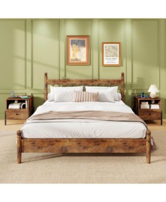 Nightstand with Charging Station Bedside Table with Storage Shelf Side Table