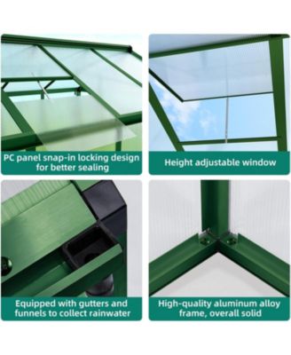 Walk-In house, Polycarbonate Panels, Adjustable Roof Vent & Sliding Door, Aluminum Frame, Garden & Patio