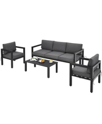 4-Piece Outdoor Patio Furniture Set Sectional Sofa Set Coffee Table