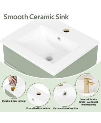  Bathroom Vanity with Sink, Painted MDF Cabinet, Soft Close Door, Adjustable Shelf & Organizer for Small Spaces