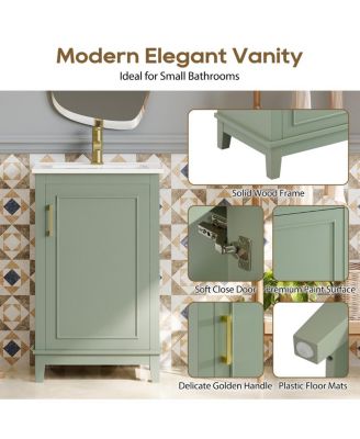 Small Bathroom Vanity Cabinet with Ceramic Sink, Soft Close Door & Ample Storage for Compact Spaces