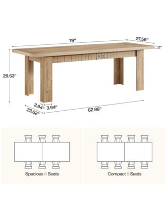 79 Inch Wood Dining Table for 6-8 People, Extra Long Kitchen Table