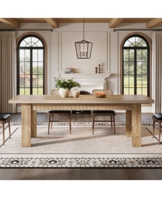 79 Inch Wood Dining Table for 6-8 People, Extra Long Kitchen Table