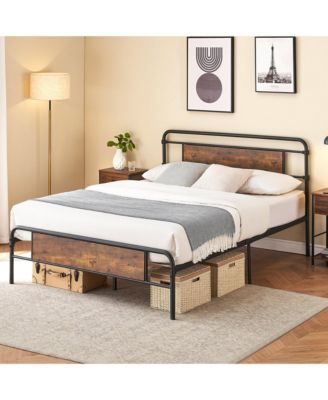 Size MDFandMetal Platform Bed-Curved Frame-Wood Slat Support-No Box Spring Needed