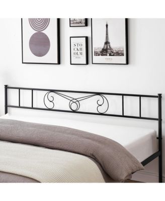 Metal Platform Bed- Minimalist Curved Iron Design Heavy Duty Steel Slats No Box Spring Needed