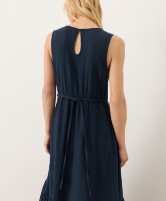pact beach to brunch dress Brown Stripe Short Sleeve V Neck Midi Dress