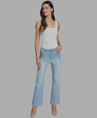 Petite Mid-Rise Studded Jeans