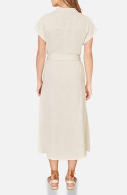 beige bridal shower dress Long flowing beige shirt dress – Elora main image 1
