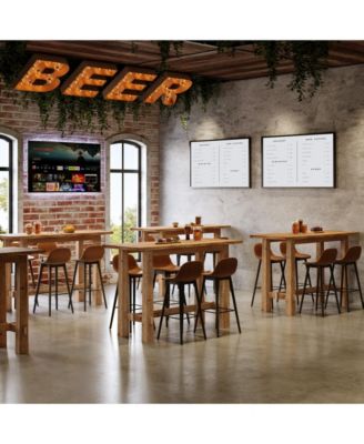 63" Solid Wood Bar Table, Tall Pub Table for 4-6 People, Kitchen Counter Height Table for Dining & Home Bar