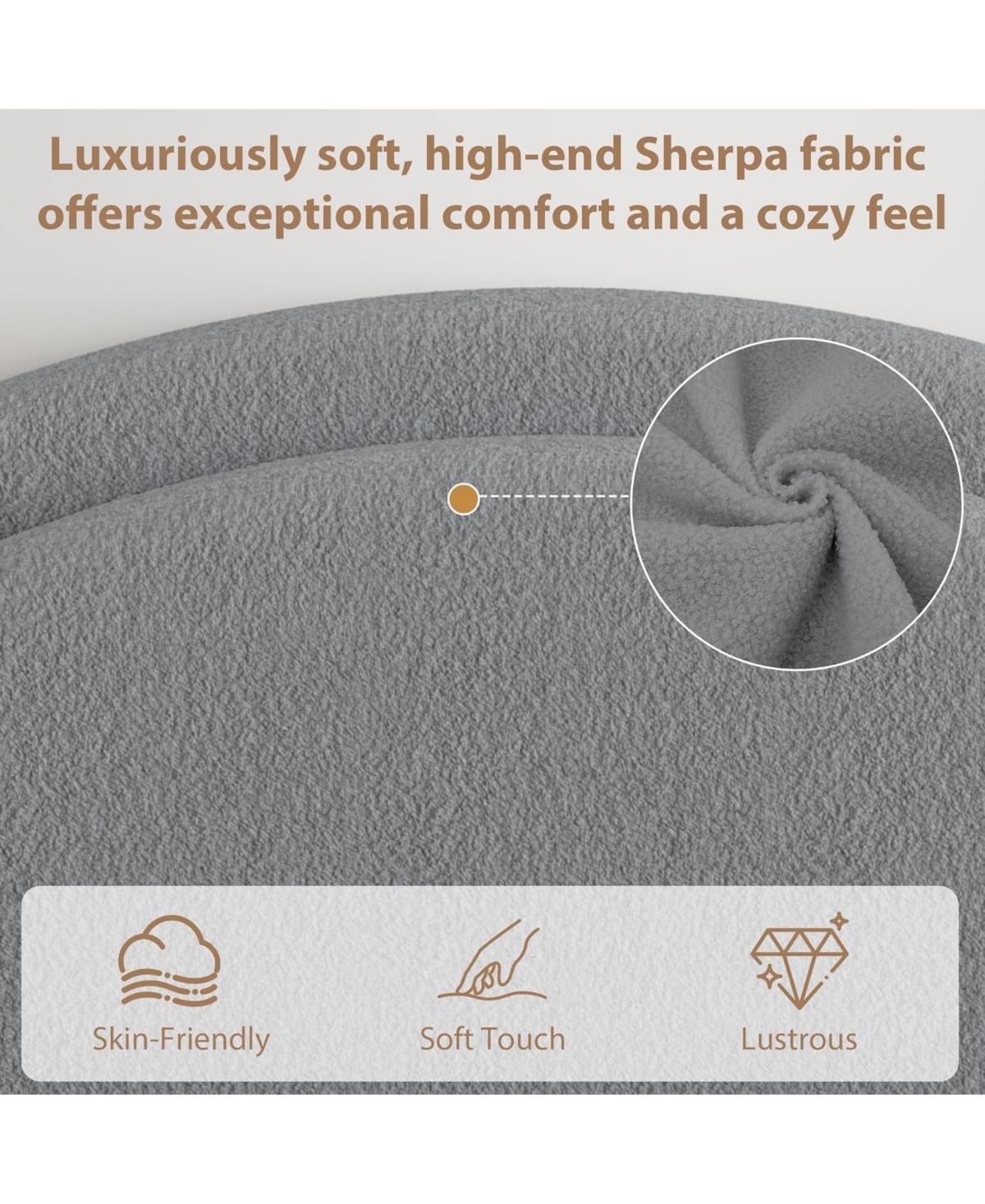 gaomon Full Bed Frame Storage Drawers Upholstered Boucle Platform Round Headboard Heavy Duty Noise-Free No Box Spring Light