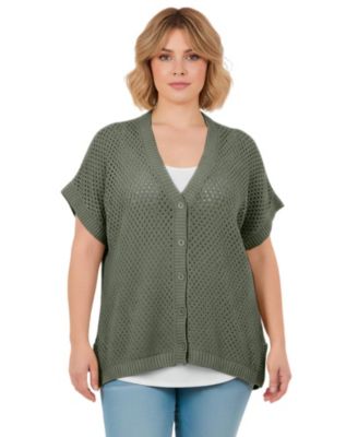 Women's Short Sleeve Button Front Cardigan