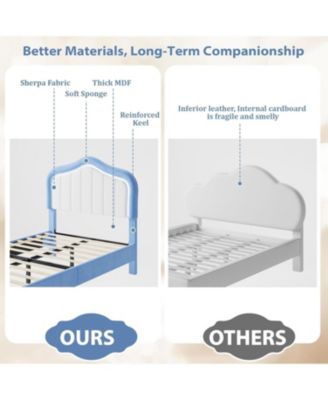 Upholstered Platform Bed with Storage Drawer- Velvet Fabric- No Box Spring Needed- Wooden Slats- Easy Assembly