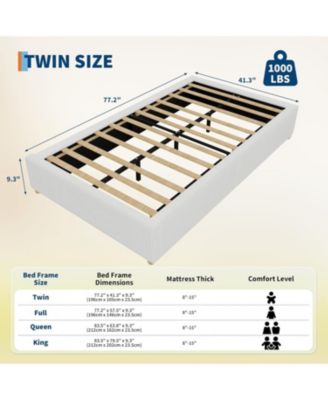 Bed Frame，Corduroy Low Bed Frame Without Headboard, Thick Fabric Upholstered Platform Bed, Solid Wood Legs, No Box Spring Needed
