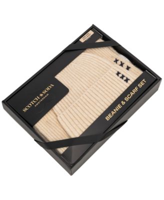 Men's Rib Stitch Cuff Beanie & Scarf, 2-Piece Set