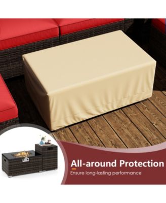 Set of 7 Patio Furniture Set 40000 BTU Gas Fire Pit Table Propane Tank Cover Table