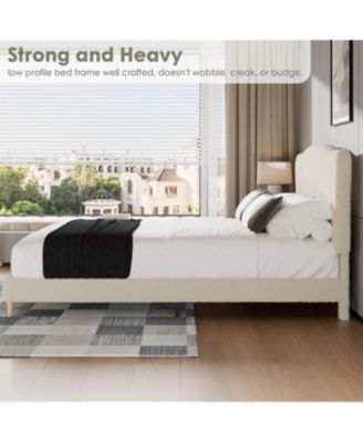 Bed Frame with Upholstered Headboard, Soft Low Profile Sturdy Platform Bed with Rounded Corners Design, Heavy Duty
