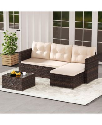 4 Seats Outdoor Patio Furniture Set L-Shaped Couch Set for Yard