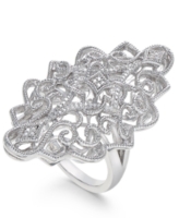 Diamond Filigree Statement Ring (1/10 ct. t.w.) in Sterling Silver - Sterling Silver