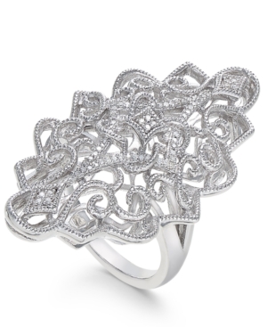 image of Diamond Filigree Statement Ring (1/10 ct. t.w.) in Sterling Silver