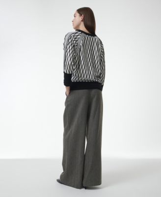 Women's Argyle Mesh Textured Knitted Sweater